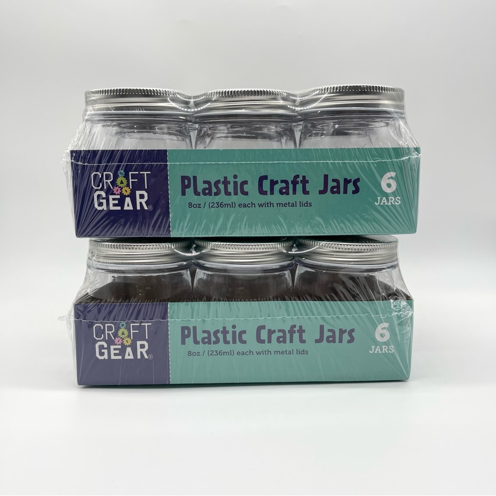 Craft Gear Plastic Craft Jars Metal Lids 8oz Plastic Storage Jars New Bundle